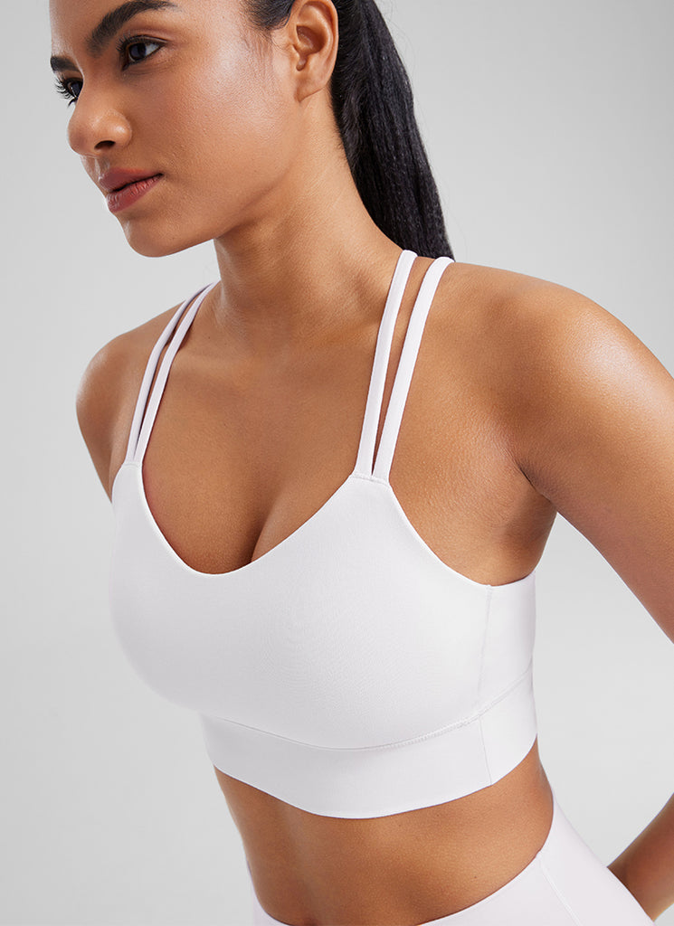 CRZ YOGA Butterluxe Sujetador de Copa Moldeada Entrecruzada para Mujer blanco