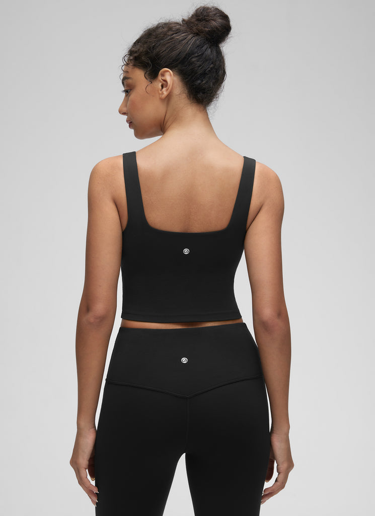 CRZ YOGA Butterluxe Sujetador de Yoga con Escote Cuadrado para Mujer Negro