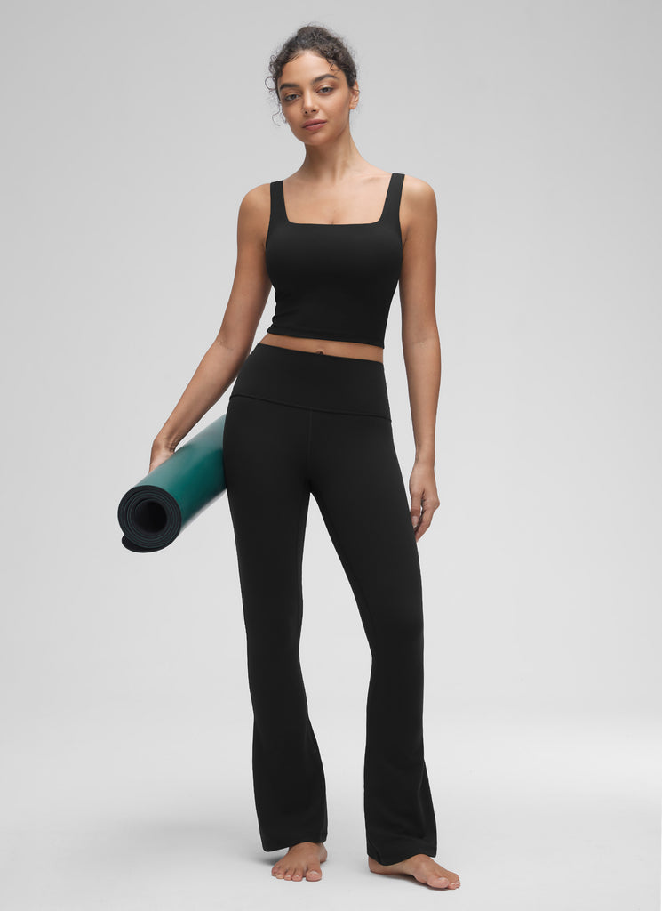 CRZ YOGA Butterluxe Sujetador de Yoga con Escote Cuadrado para Mujer Negro