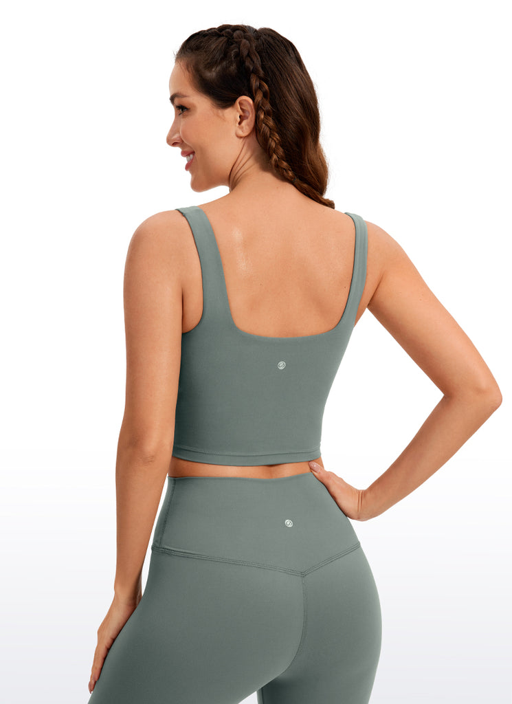 CRZ YOGA Butterluxe Sujetador de Yoga con Escote Cuadrado para Mujer blanco