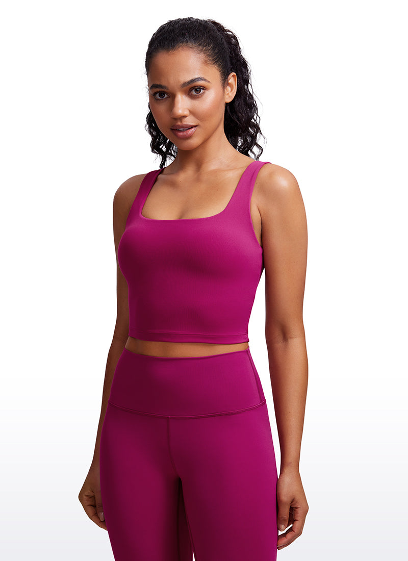 CRZ YOGA Butterluxe Sujetador de Yoga con Escote Cuadrado para Mujer Magenta Púrpura