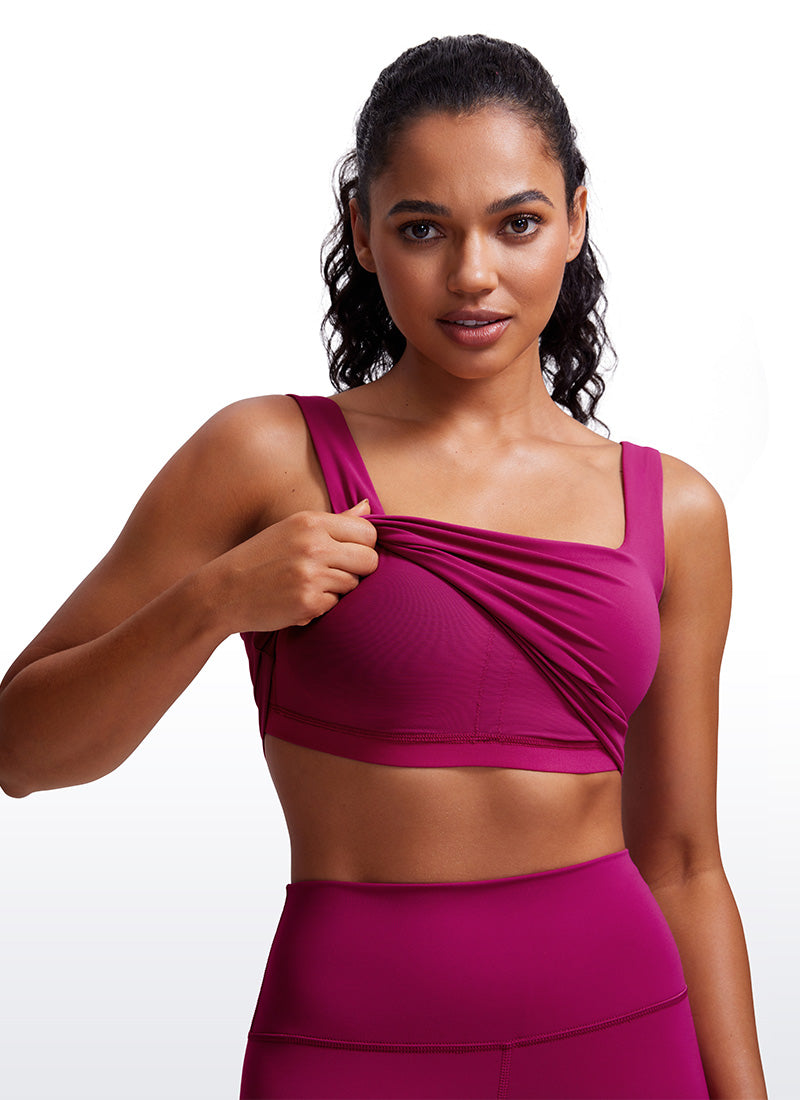 CRZ YOGA Butterluxe Sujetador de Yoga con Escote Cuadrado para Mujer Magenta Púrpura
