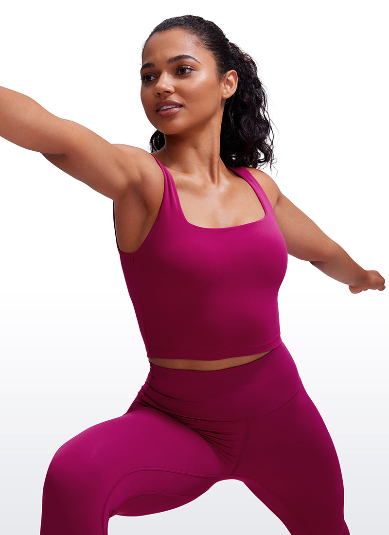 CRZ YOGA Butterluxe Sujetador de Yoga con Escote Cuadrado para Mujer Magenta Púrpura