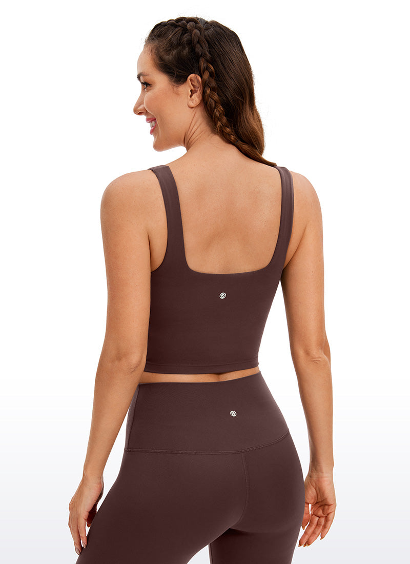 CRZ YOGA Butterluxe Sujetador de Yoga con Escote Cuadrado para Mujer Gris pardo