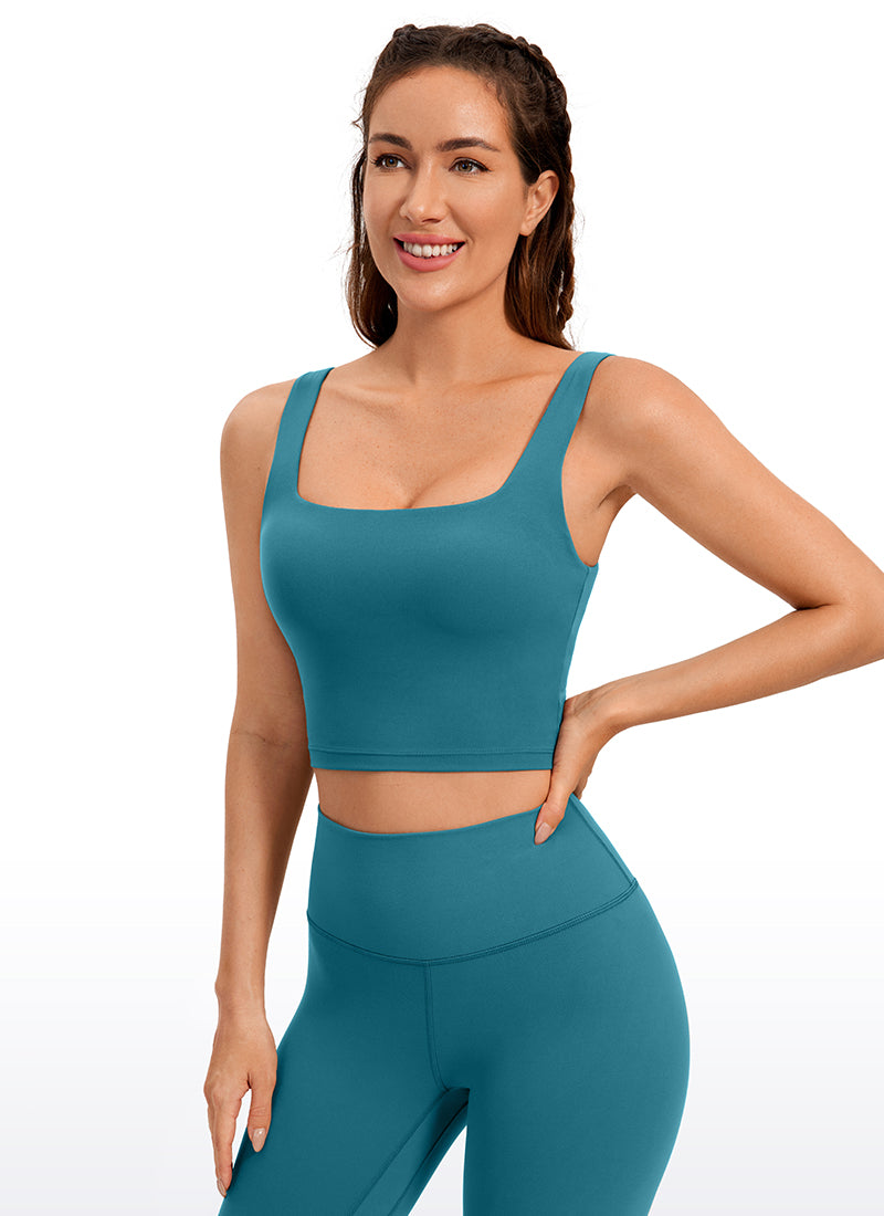 CRZ YOGA Butterluxe Sujetador de Yoga con Escote Cuadrado para Mujer Verde Boreal
