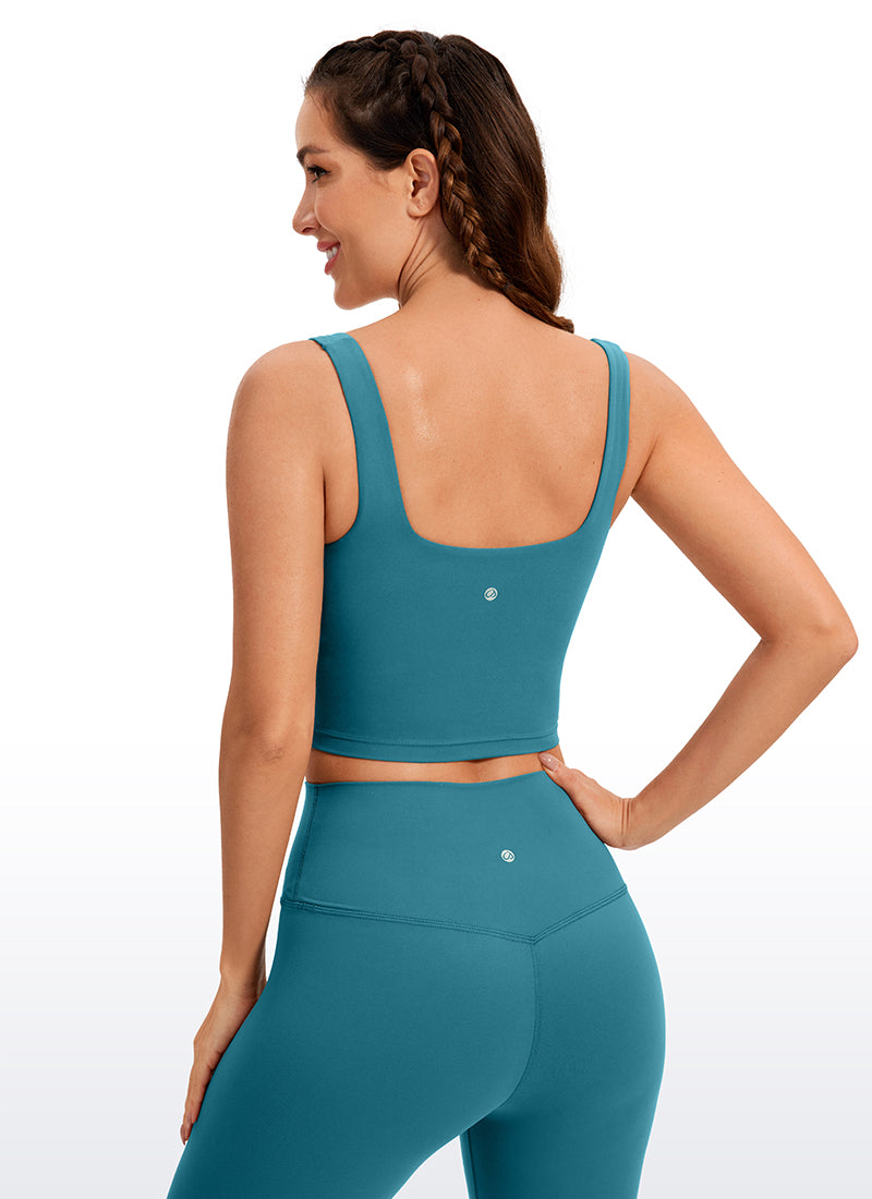 CRZ YOGA Butterluxe Sujetador de Yoga con Escote Cuadrado para Mujer Verde Boreal