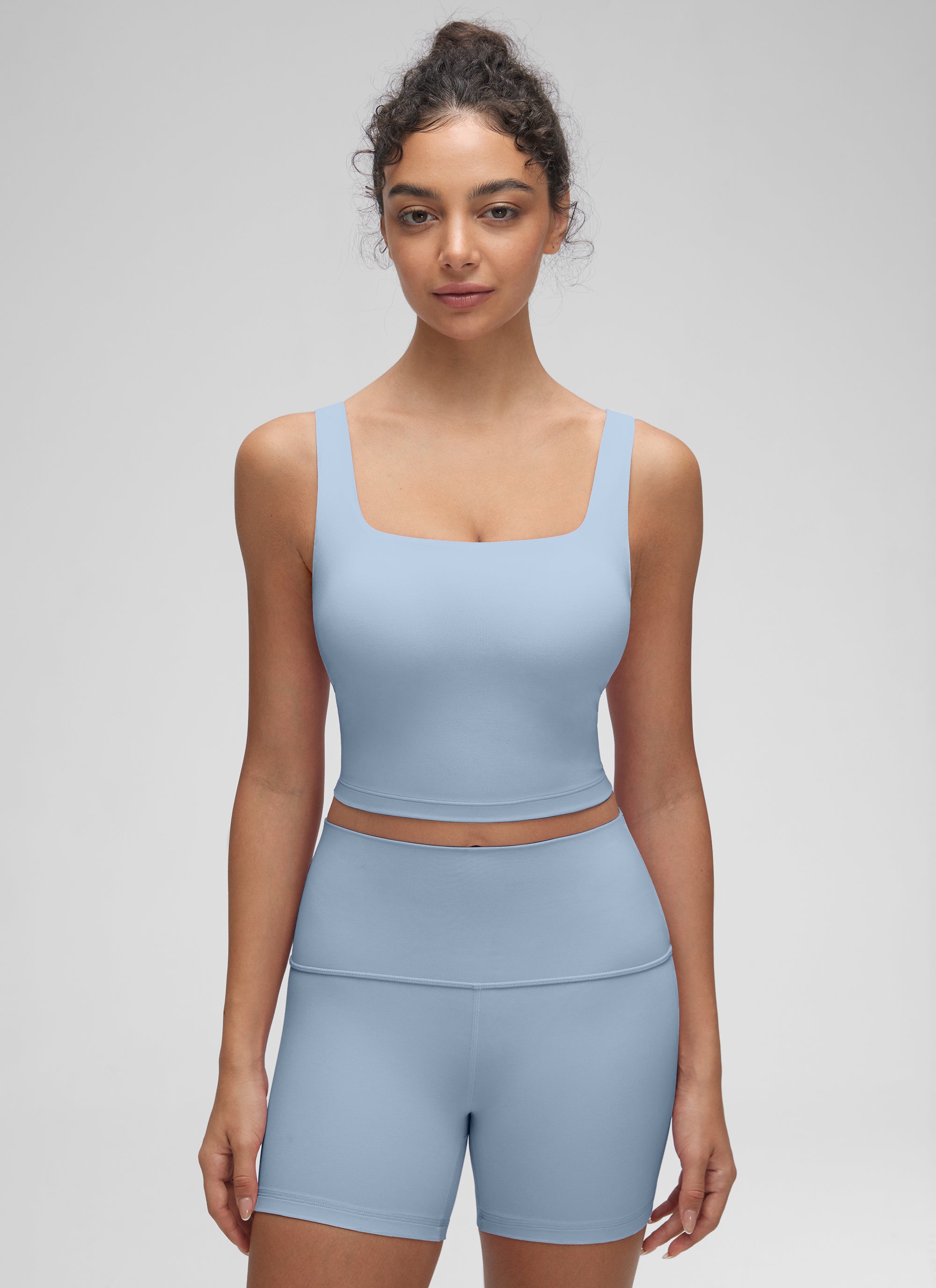 CRZ YOGA Butterluxe Sujetador de Yoga con Escote Cuadrado para Mujer Batista Azul