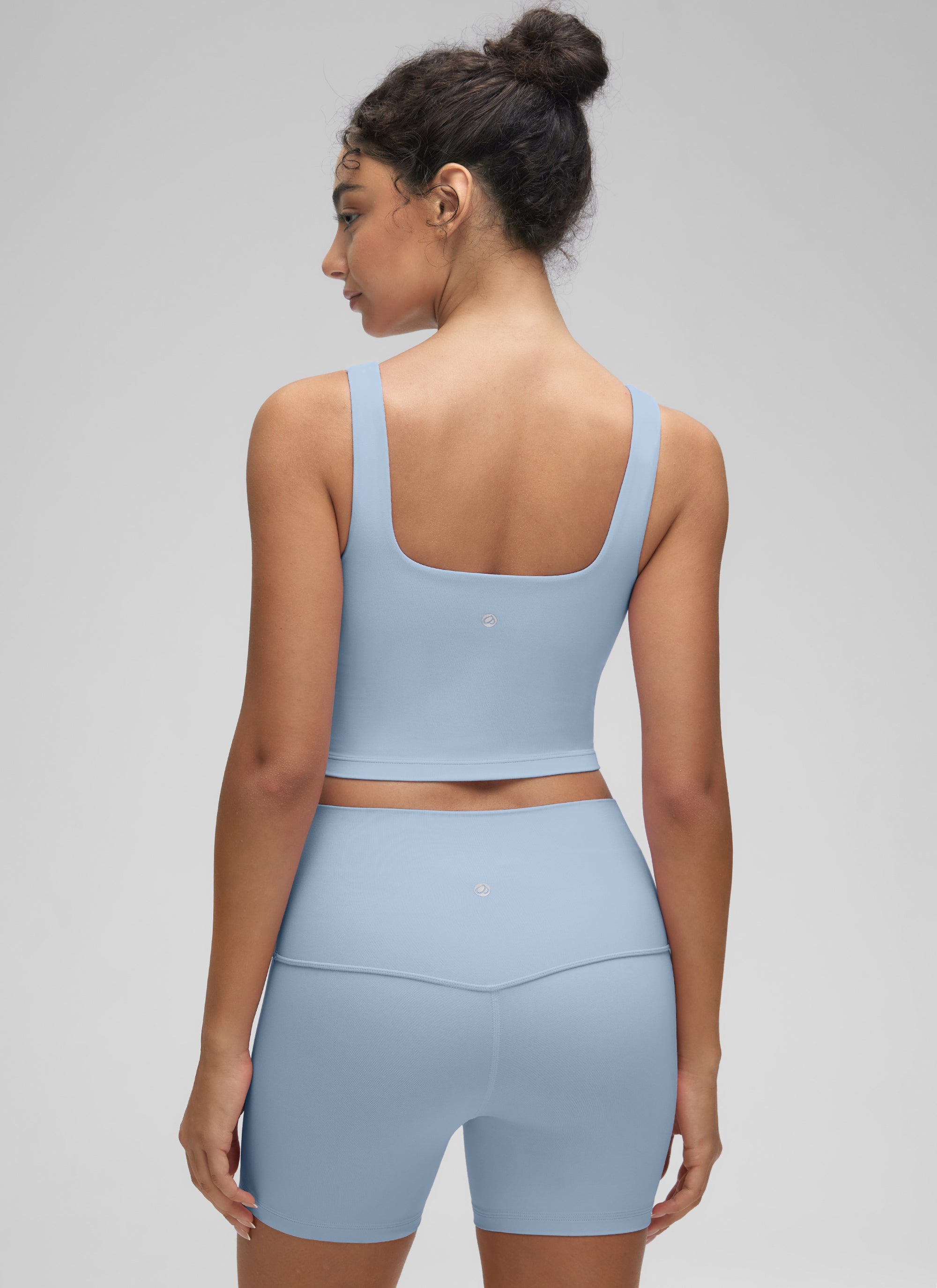 CRZ YOGA Butterluxe Sujetador de Yoga con Escote Cuadrado para Mujer Batista Azul