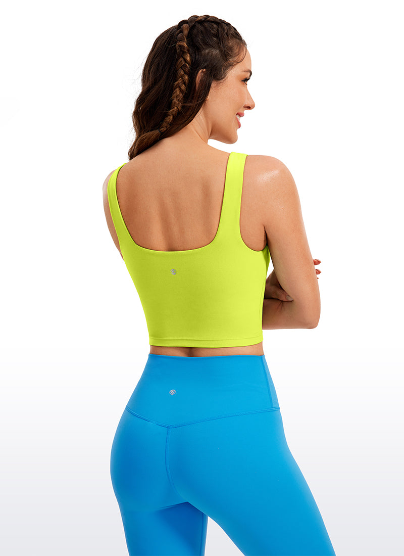 CRZ YOGA Butterluxe Sujetador de Yoga con Escote Cuadrado para Mujer Amarillo Neón