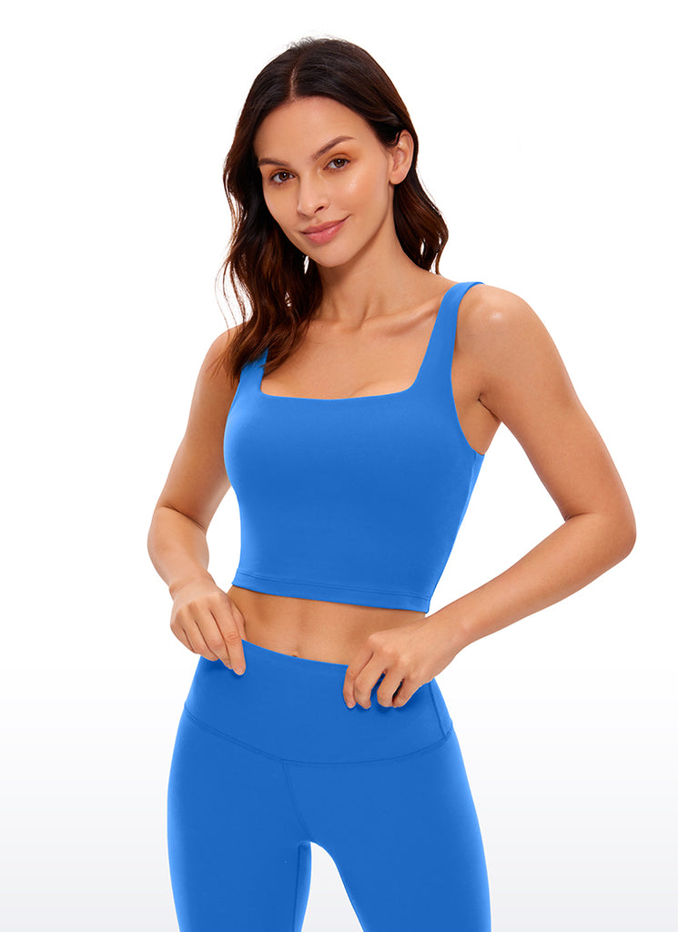 CRZ YOGA Butterluxe Sujetador de Yoga con Escote Cuadrado para Mujer Salvia gris