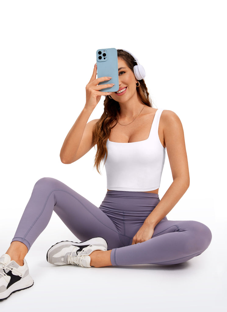 CRZ YOGA Butterluxe Sujetador de Yoga con Escote Cuadrado para Mujer blanco