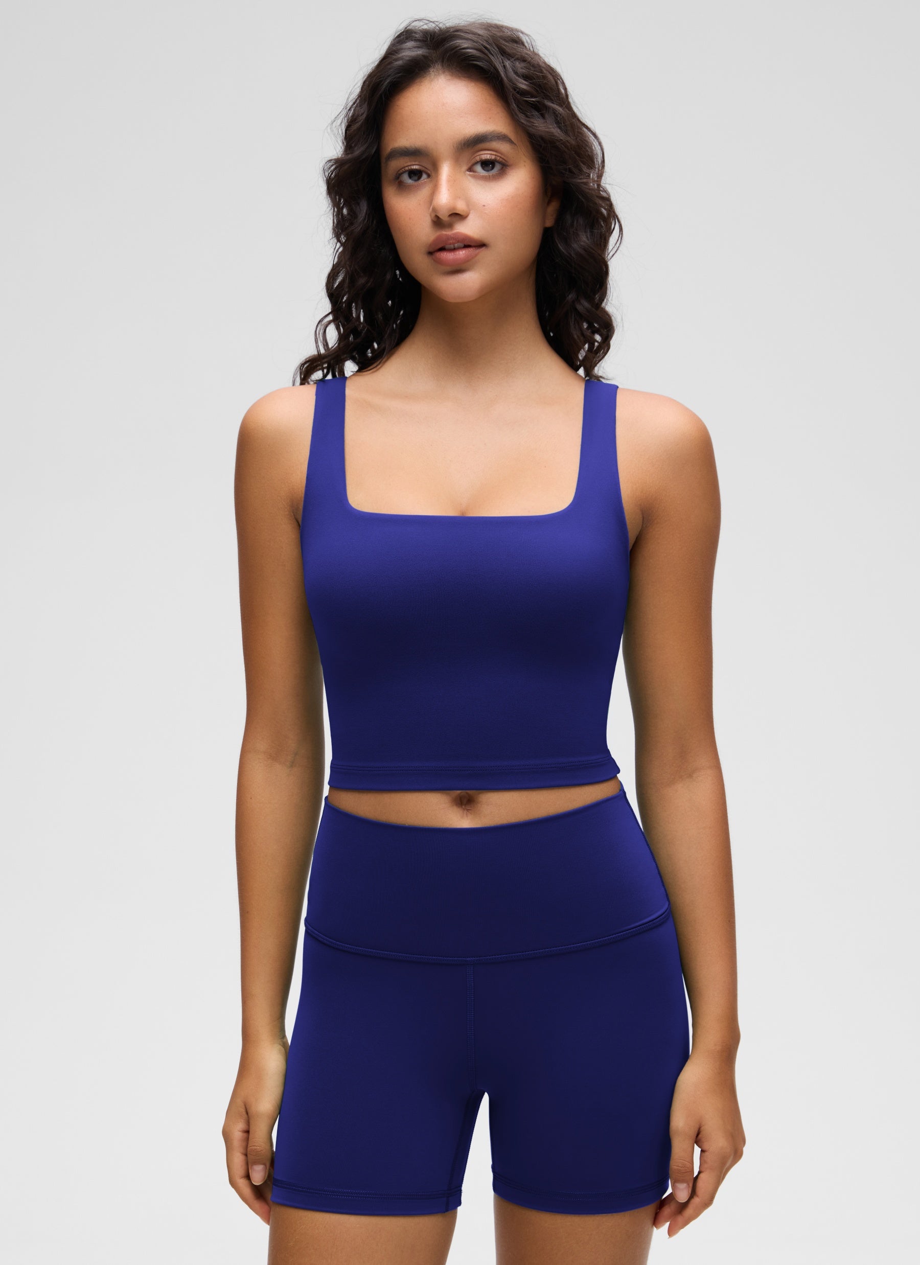 CRZ YOGA Butterluxe Sujetador de Yoga con Escote Cuadrado para Mujer Larkspur Azul