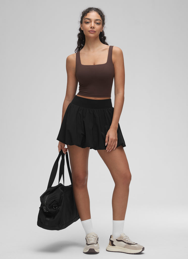 CRZ YOGA Butterluxe Sujetador de Yoga con Escote Cuadrado para Mujer Marrón Fudge Caliente