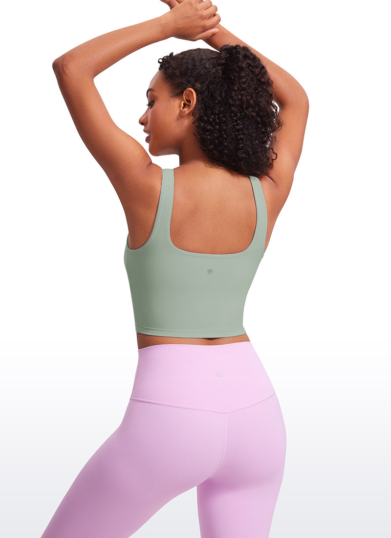 CRZ YOGA Butterluxe Sujetador de Yoga con Escote Cuadrado para Mujer Tribunal de Green Palm