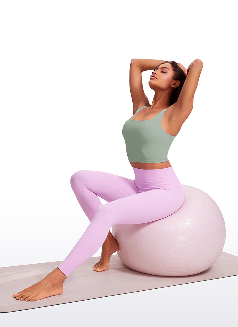 CRZ YOGA Butterluxe Sujetador de Yoga con Escote Cuadrado para Mujer Tribunal de Green Palm