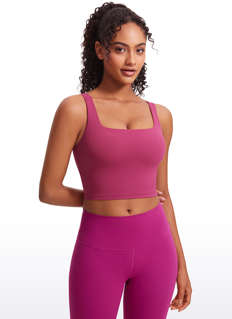 CRZ YOGA Butterluxe Sujetador de Yoga con Escote Cuadrado para Mujer Malva Lavado