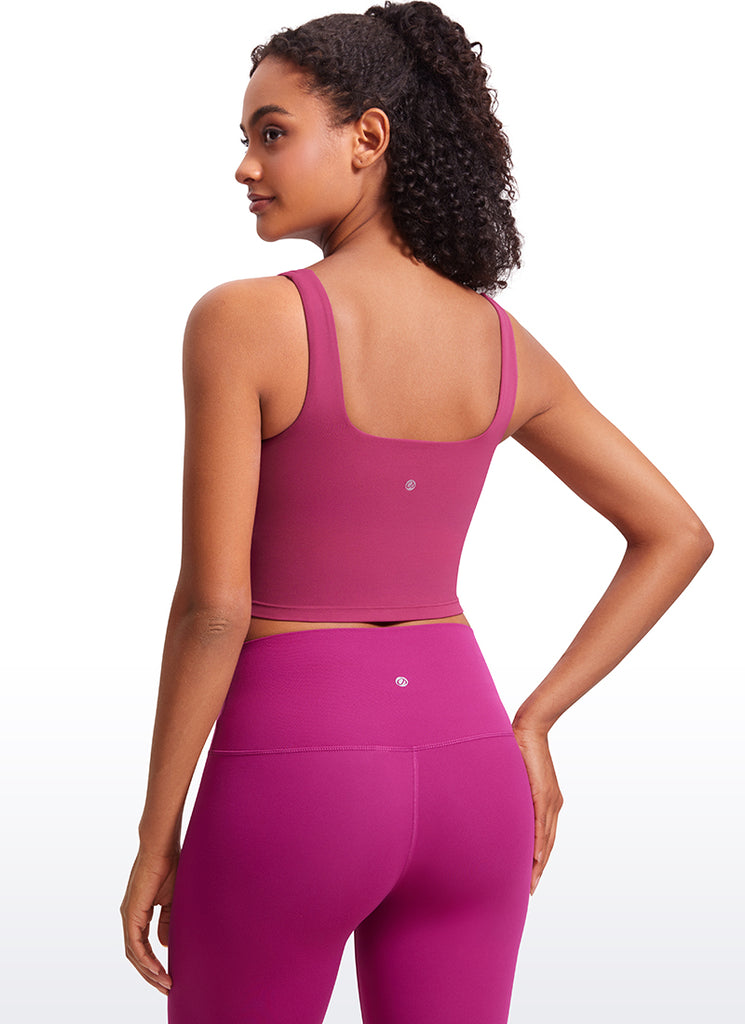 CRZ YOGA Butterluxe Sujetador de Yoga con Escote Cuadrado para Mujer Malva Lavado