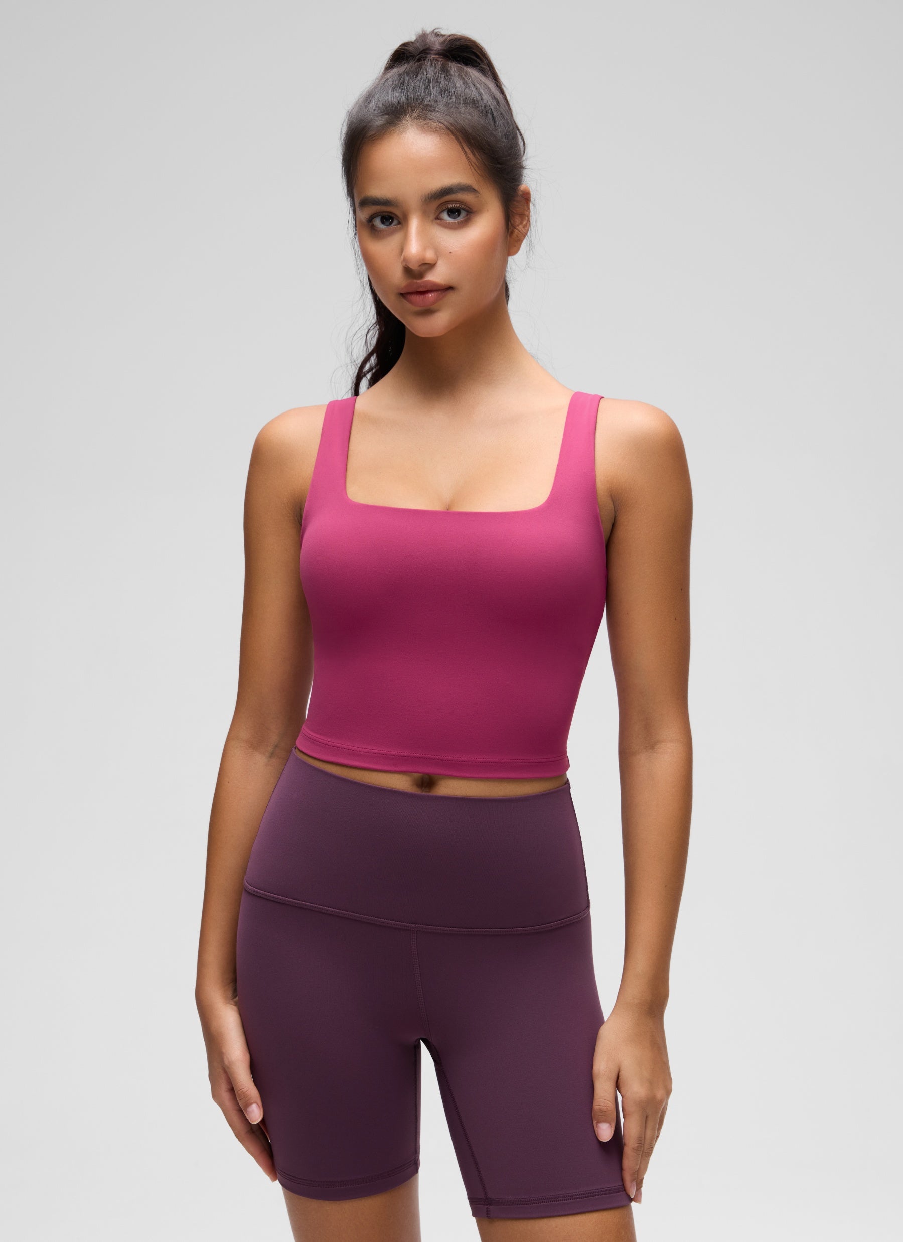 CRZ YOGA Butterluxe Sujetador de Yoga con Escote Cuadrado para Mujer Malva Lavado
