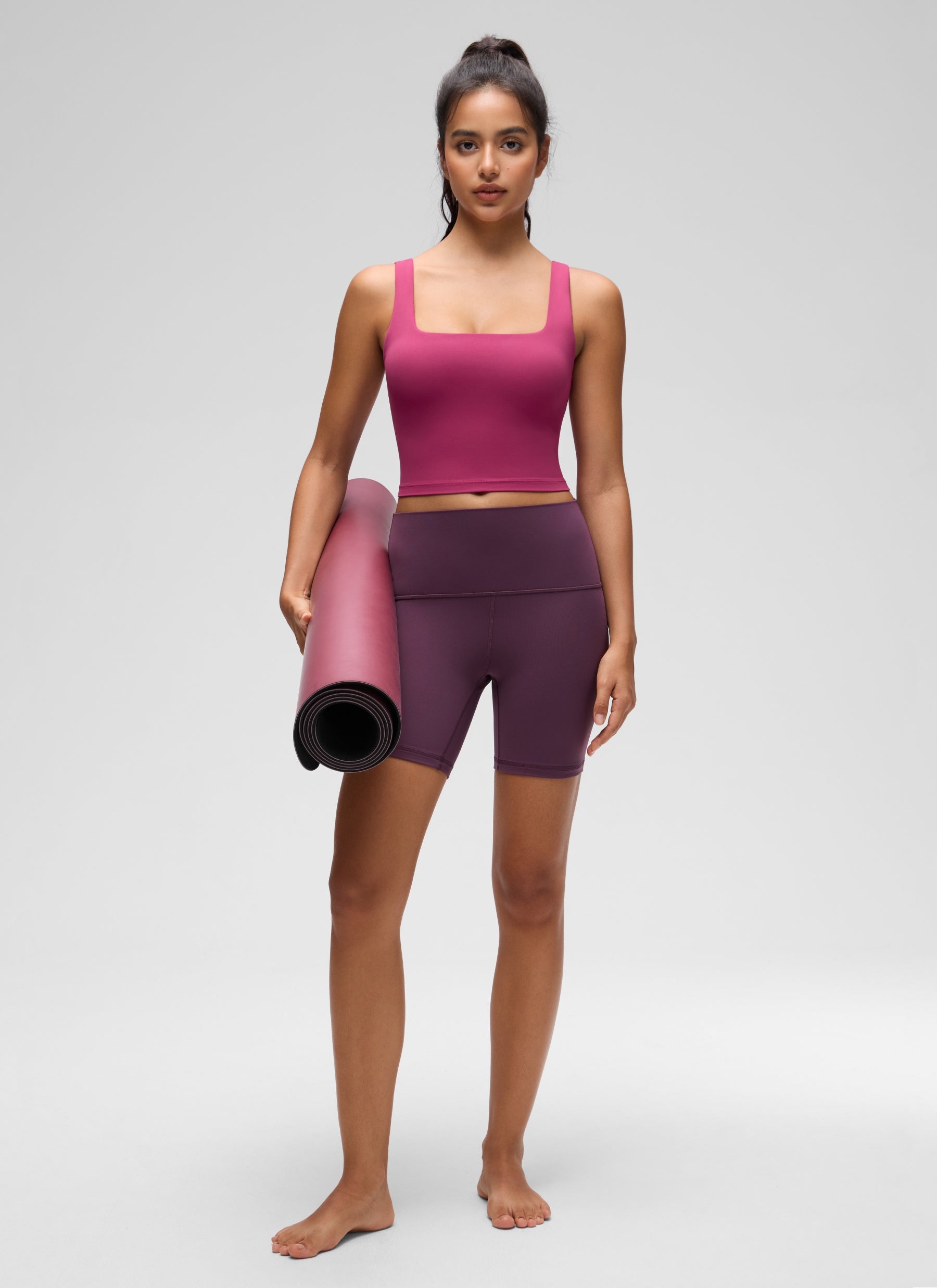 CRZ YOGA Butterluxe Sujetador de Yoga con Escote Cuadrado para Mujer Malva Lavado