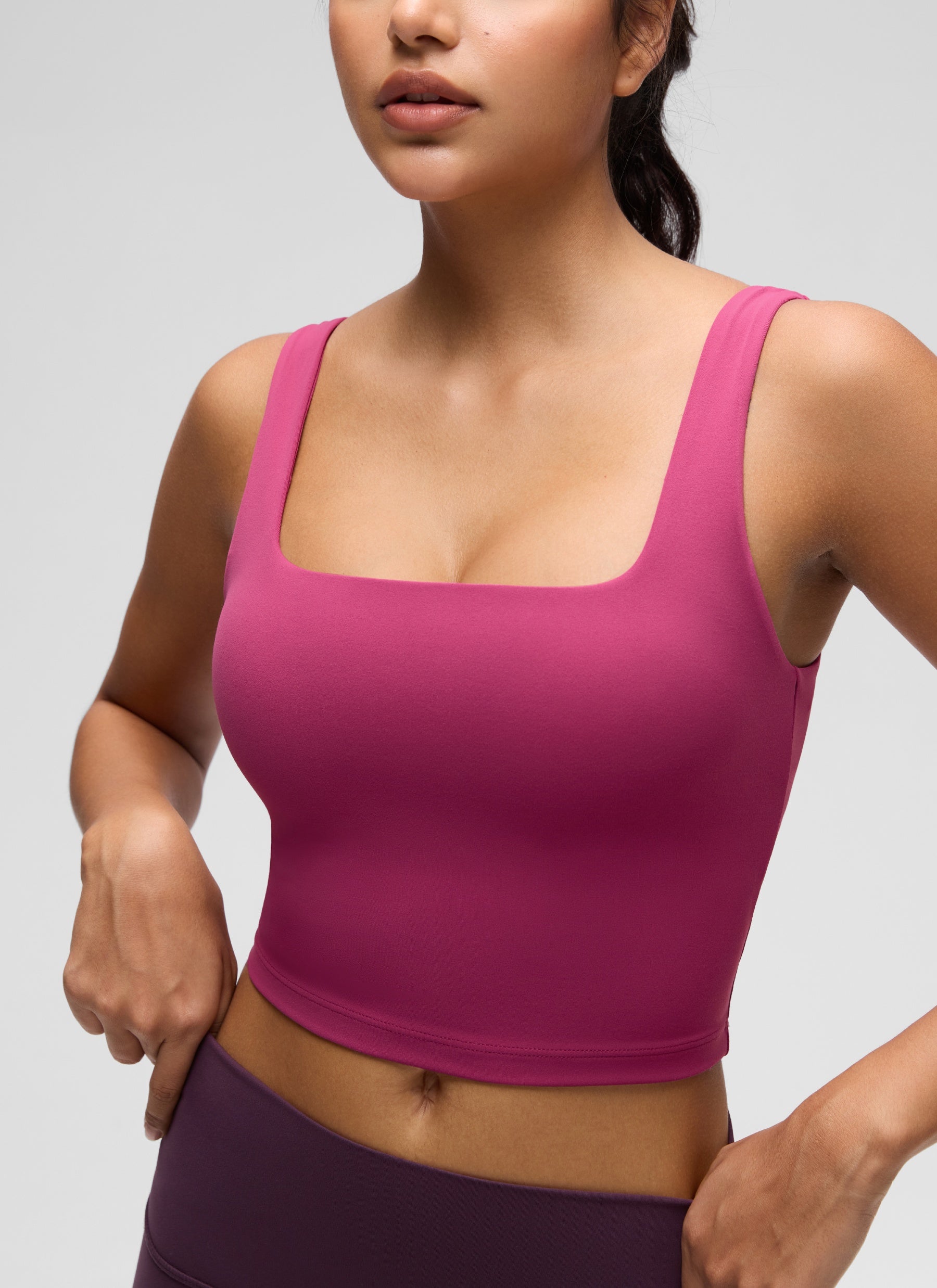 CRZ YOGA Butterluxe Sujetador de Yoga con Escote Cuadrado para Mujer Malva Lavado