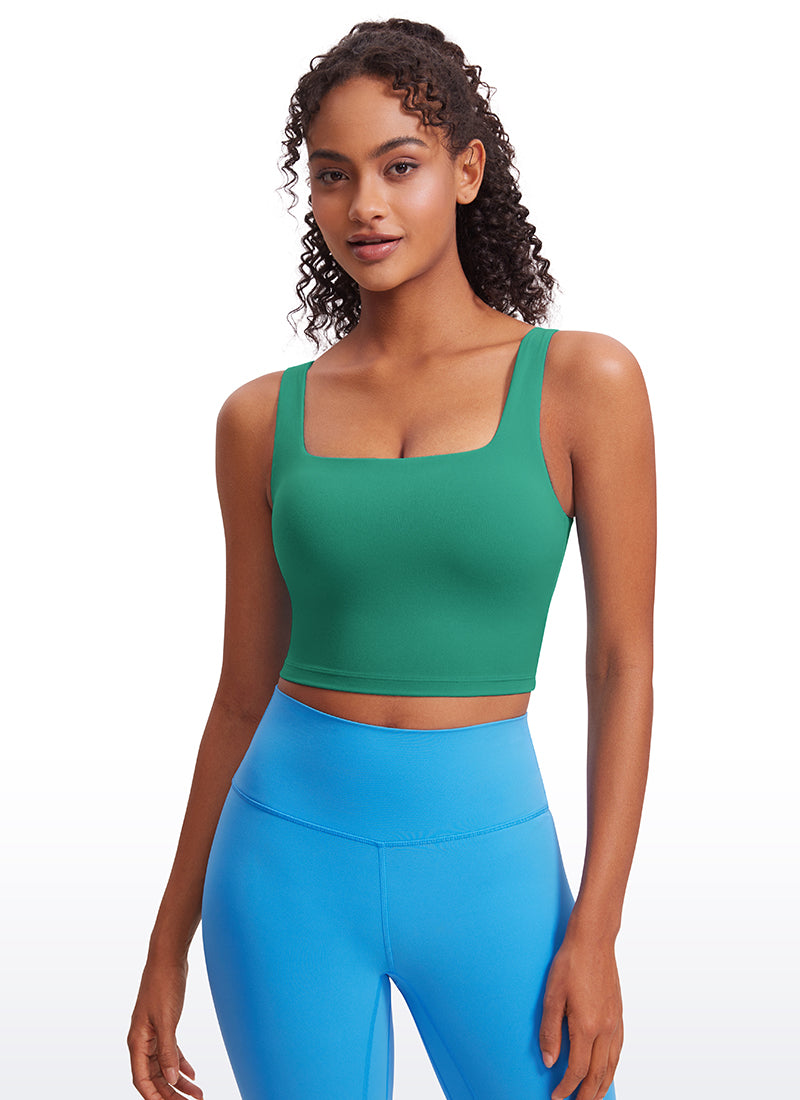 CRZ YOGA Butterluxe Sujetador de Yoga con Escote Cuadrado para Mujer Verde Cascadia
