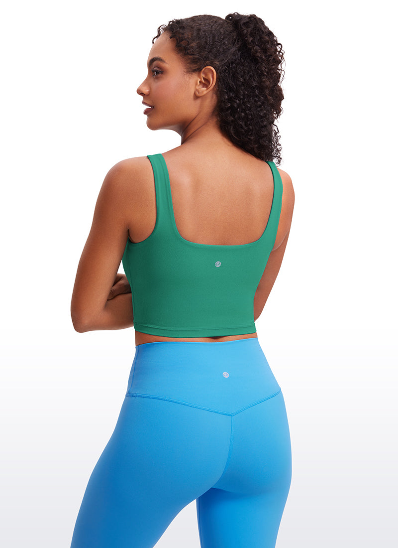 CRZ YOGA Butterluxe Sujetador de Yoga con Escote Cuadrado para Mujer Verde Cascadia