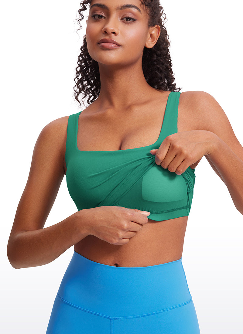CRZ YOGA Butterluxe Sujetador de Yoga con Escote Cuadrado para Mujer Verde Cascadia