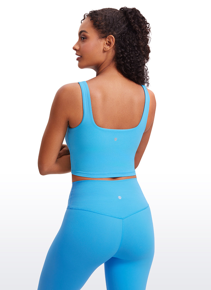 CRZ YOGA Butterluxe Sujetador de Yoga con Escote Cuadrado para Mujer Kayak Azul