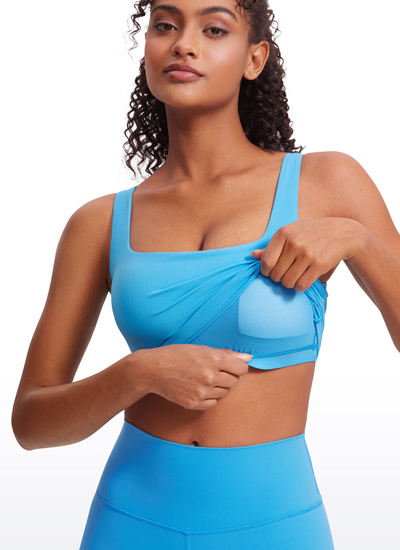 CRZ YOGA Butterluxe Sujetador de Yoga con Escote Cuadrado para Mujer Kayak Azul
