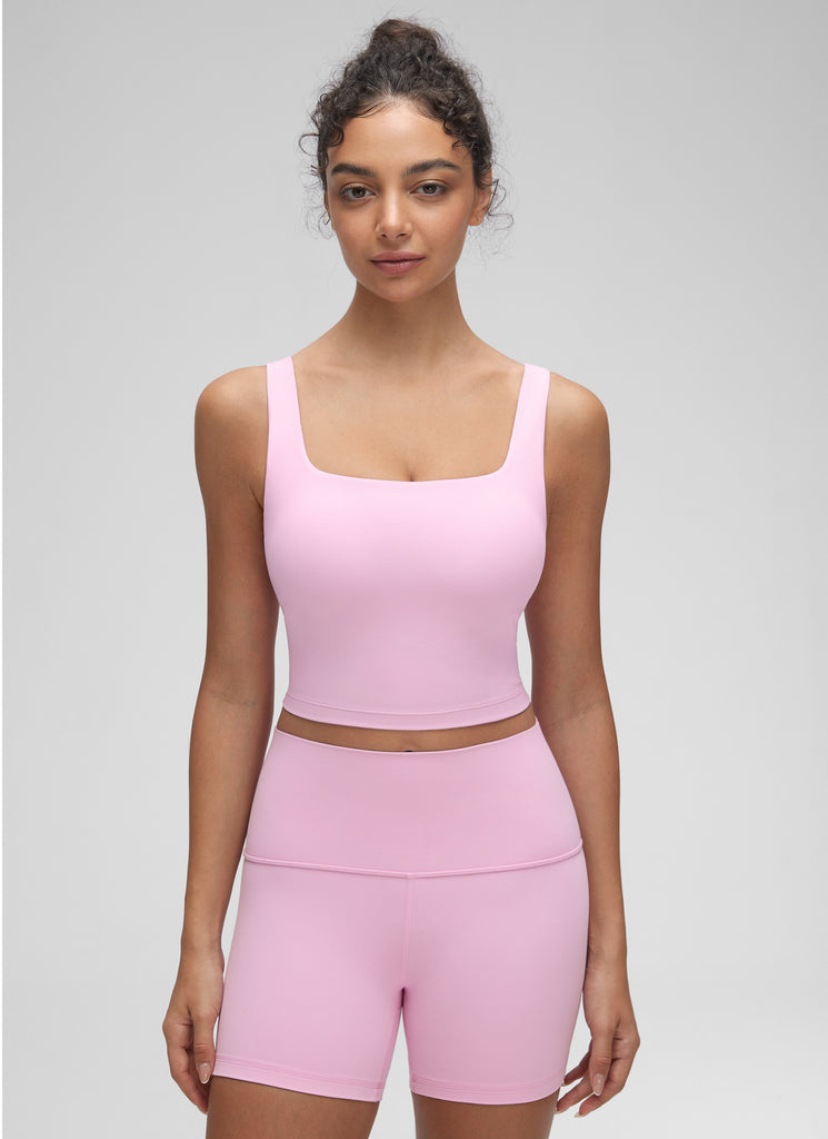 CRZ YOGA Butterluxe Sujetador de Yoga con Escote Cuadrado para Mujer Malva Lavado