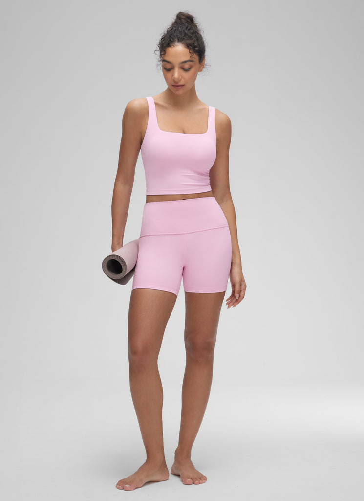 CRZ YOGA Butterluxe Sujetador de Yoga con Escote Cuadrado para Mujer Vita Rosa