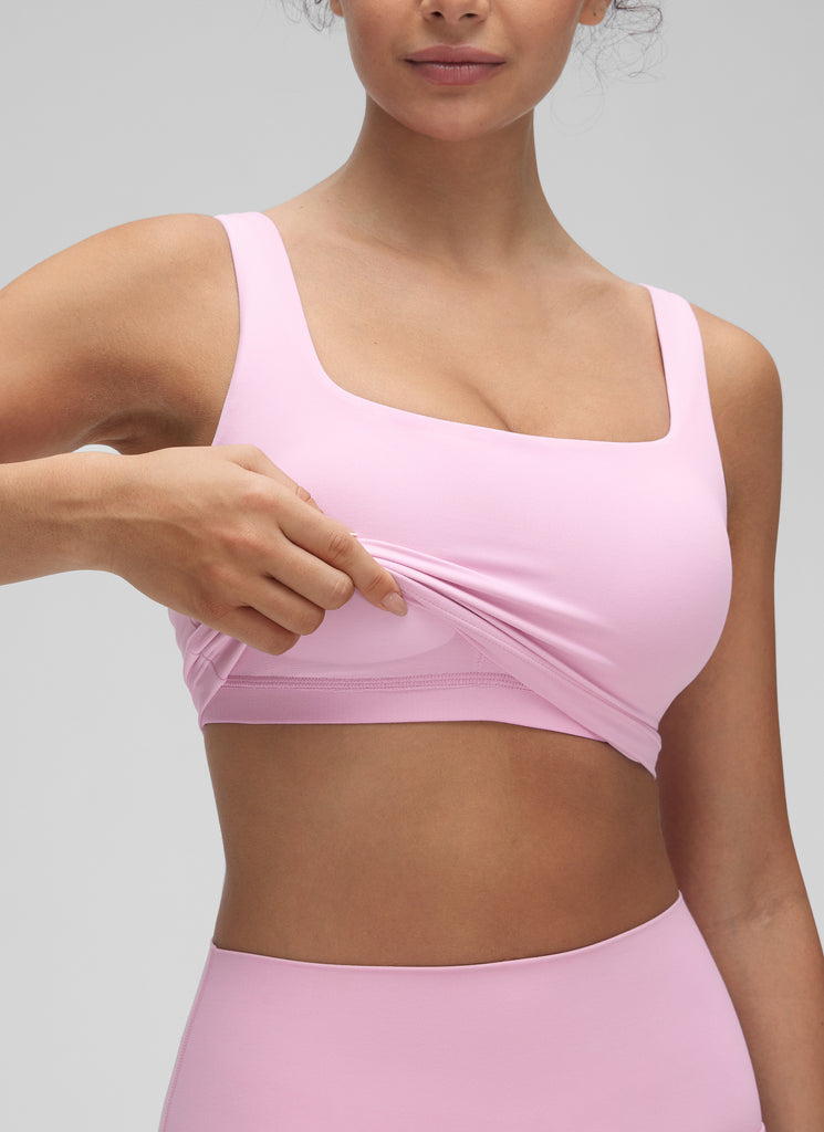 CRZ YOGA Butterluxe Sujetador de Yoga con Escote Cuadrado para Mujer Vita Rosa