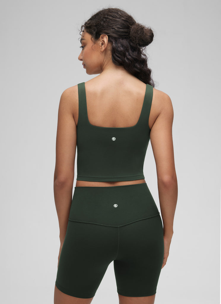 CRZ YOGA Butterluxe Sujetador de Yoga con Escote Cuadrado para Mujer Larkspur Azul