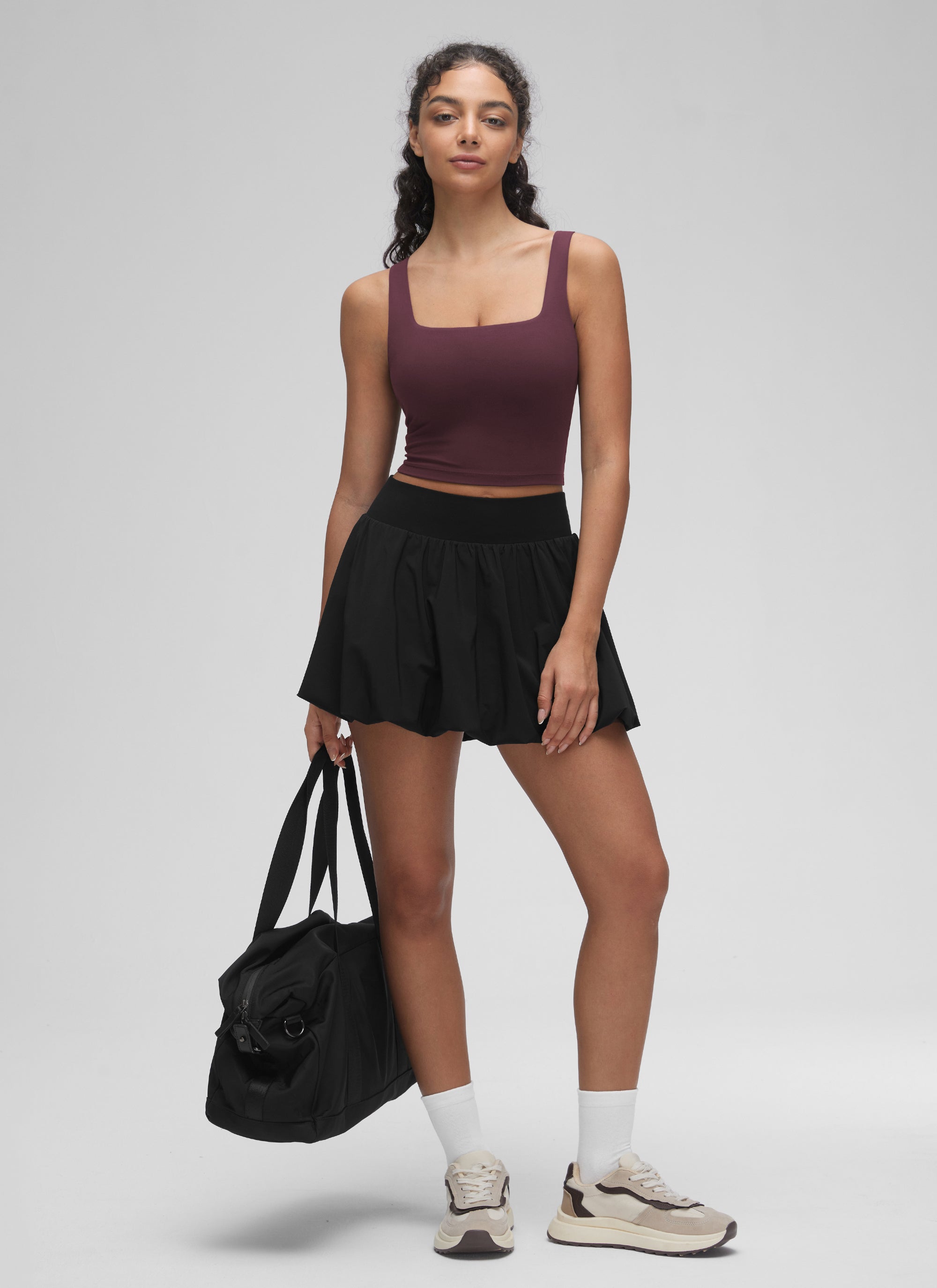 CRZ YOGA Butterluxe Sujetador de Yoga con Escote Cuadrado para Mujer Ciruela madura