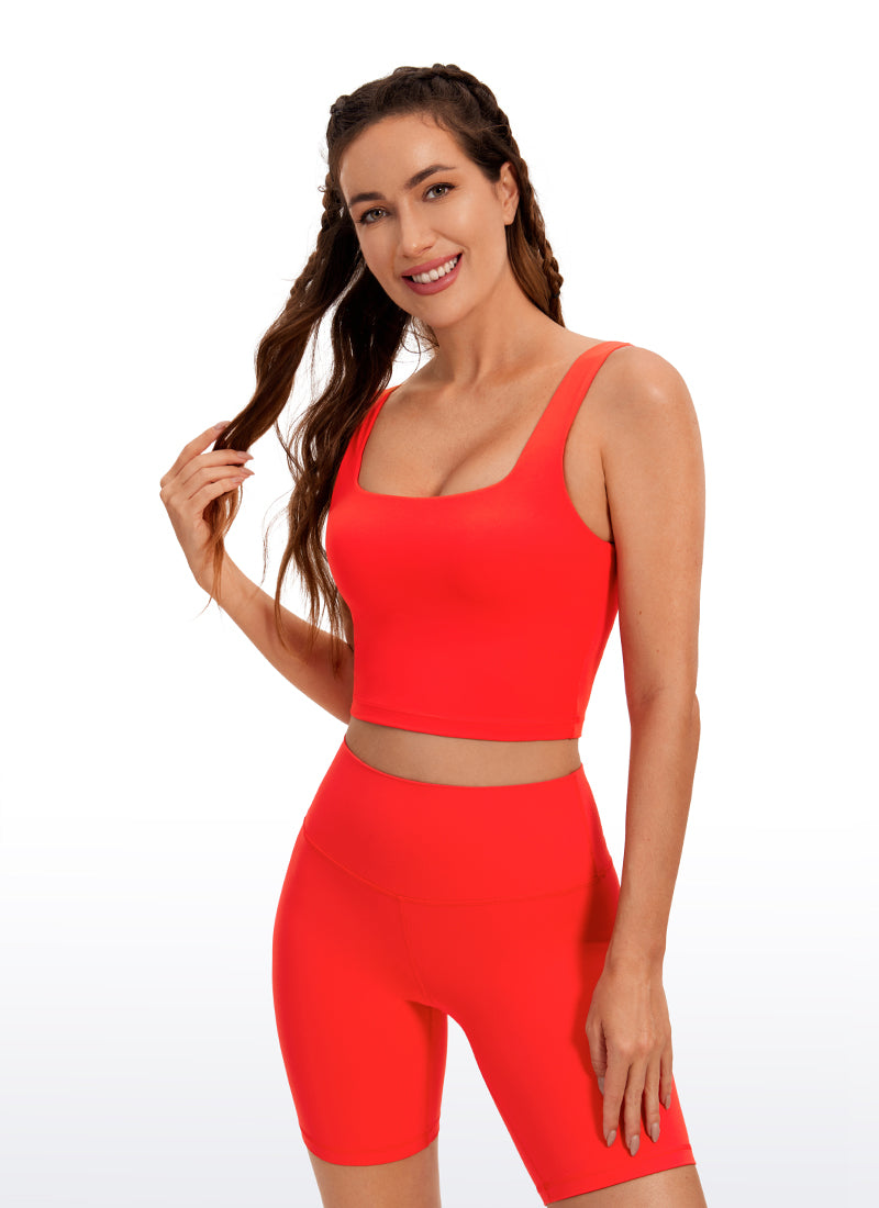 CRZ YOGA Butterluxe Sujetador de Yoga con Escote Cuadrado para Mujer Rojo oscuro