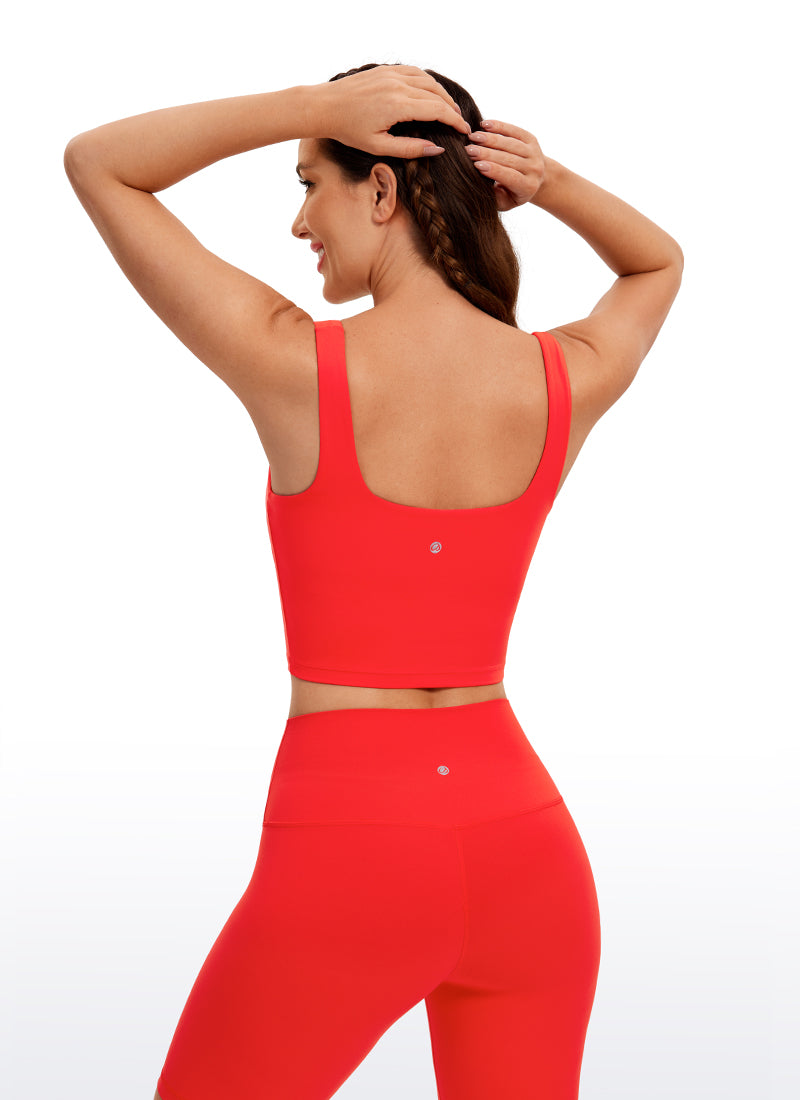 CRZ YOGA Butterluxe Sujetador de Yoga con Escote Cuadrado para Mujer Rojo oscuro