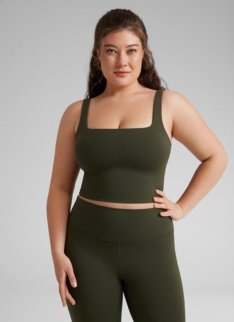 CRZ YOGA Butterluxe Sujetador de Yoga con Escote Cuadrado para Mujer blanco