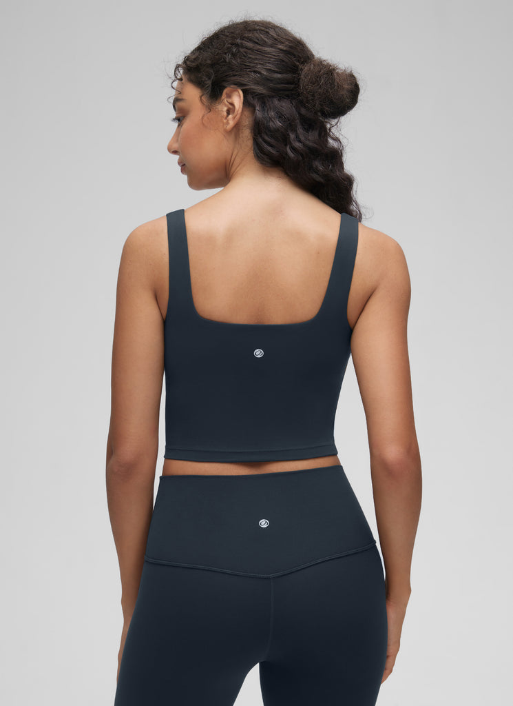 CRZ YOGA Butterluxe Sujetador de Yoga con Escote Cuadrado para Mujer Verde Oliva