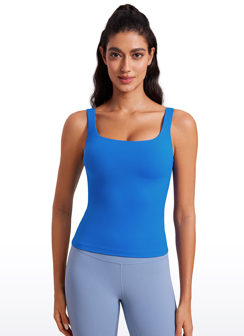 CRZ YOGA Butterluxe Camiseta sin Mangas con Cuello en U para Mujer Azul Destello