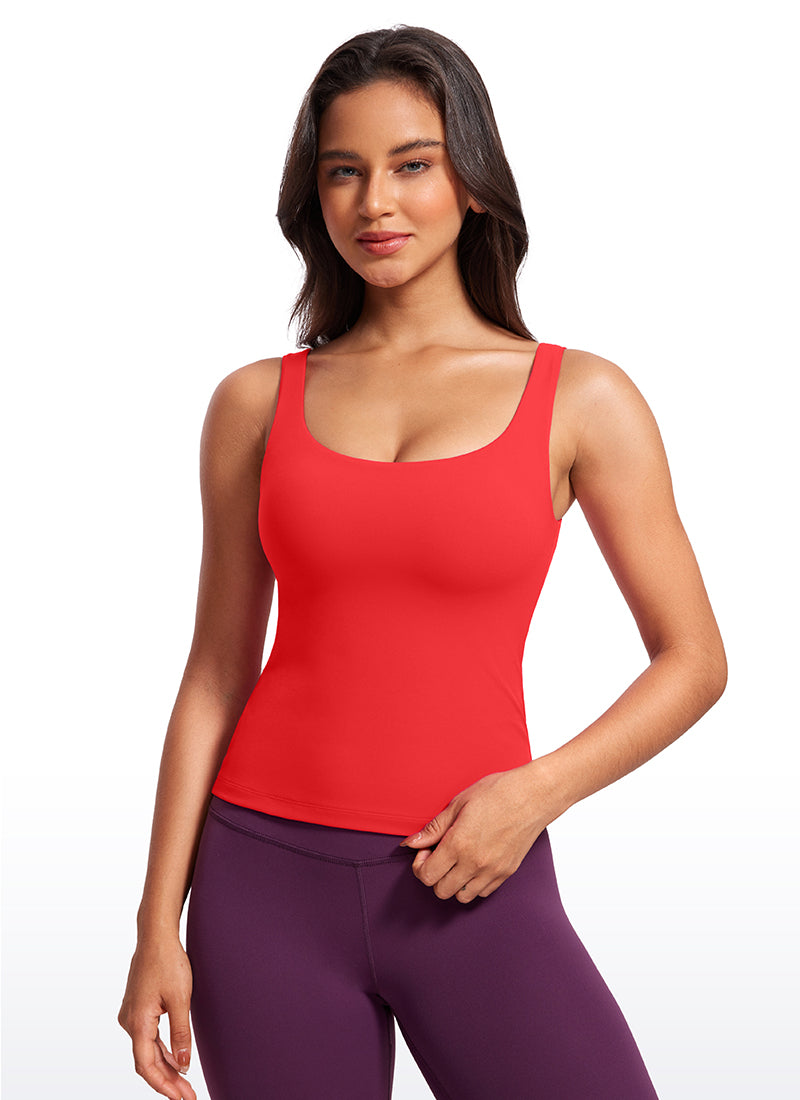 CRZ YOGA Butterluxe Camiseta sin Mangas con Cuello en U para Mujer Rojo Profundo