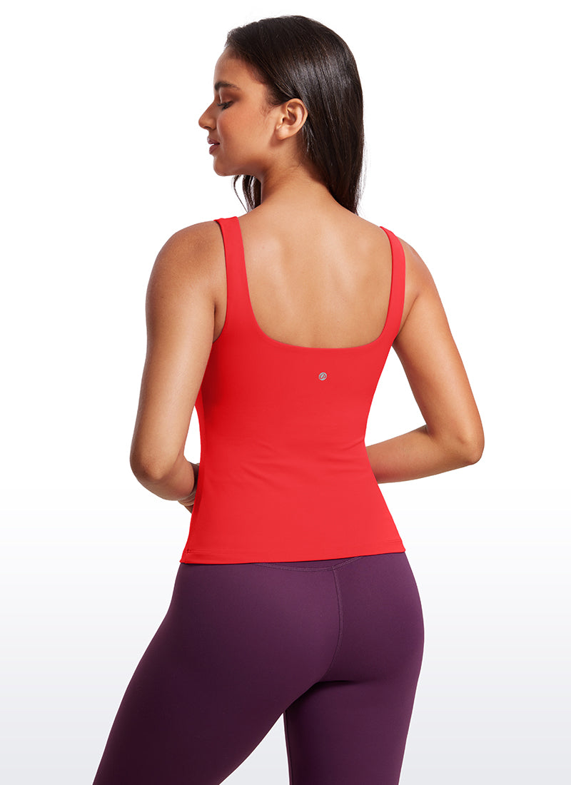 CRZ YOGA Butterluxe Camiseta sin Mangas con Cuello en U para Mujer Rojo Profundo