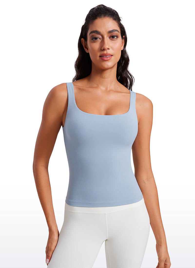 CRZ YOGA Butterluxe Camiseta sin Mangas con Cuello en U para Mujer Batista Azul