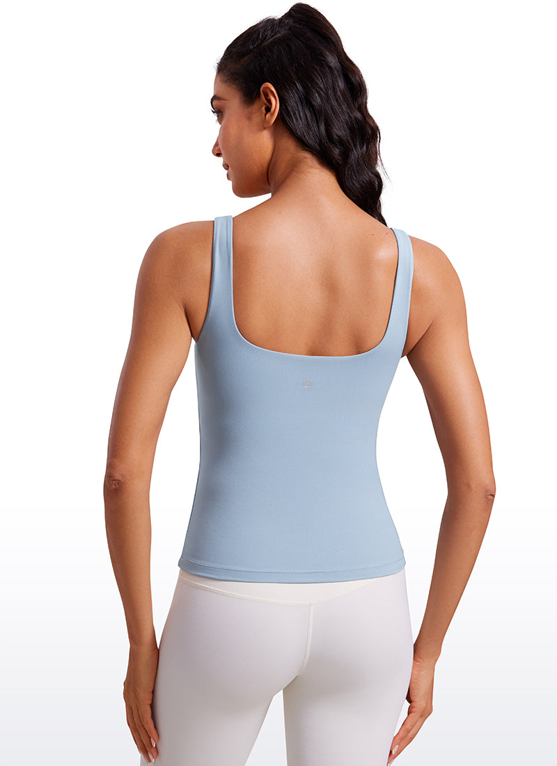 CRZ YOGA Butterluxe Camiseta sin Mangas con Cuello en U para Mujer Batista Azul