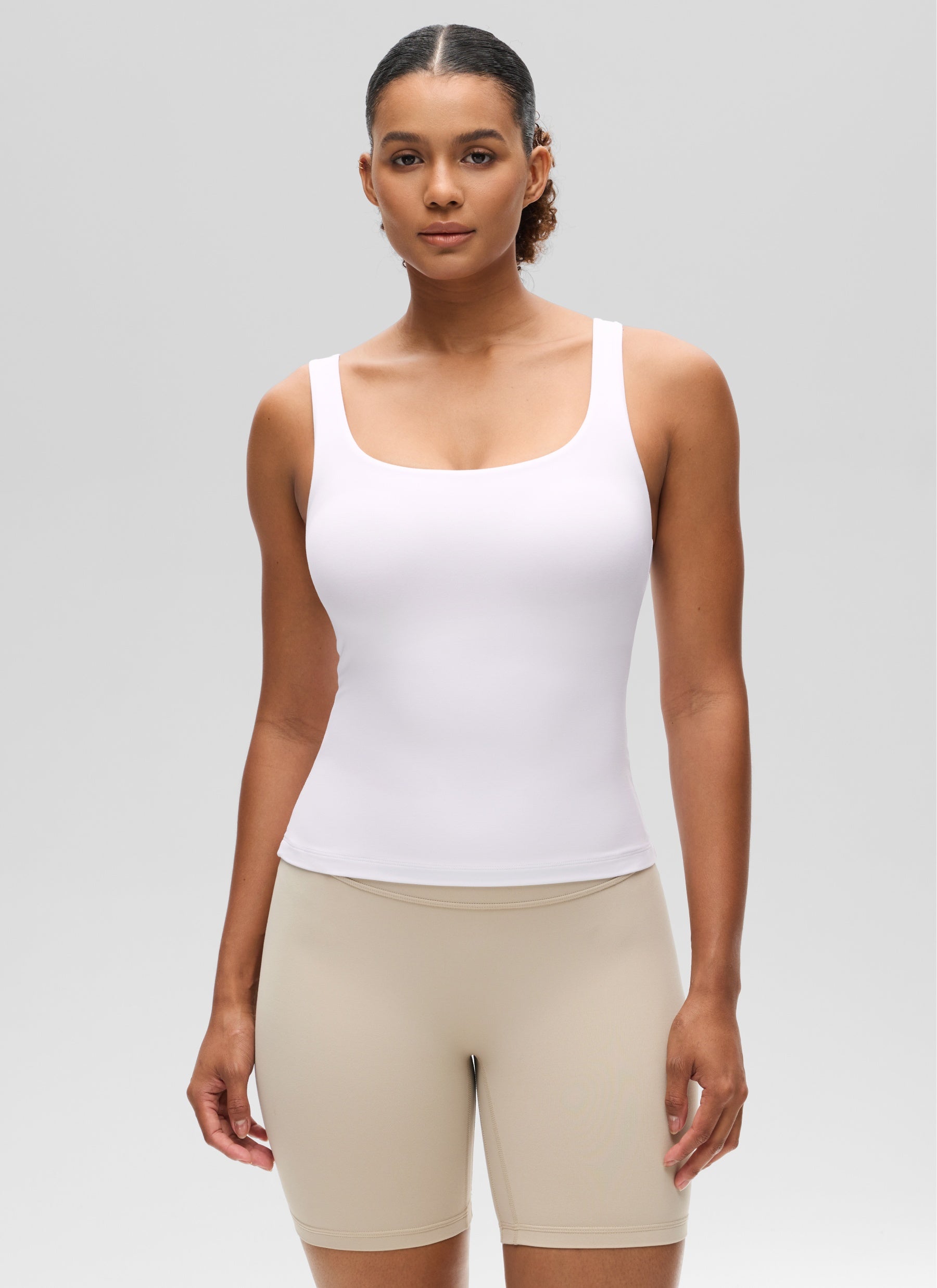 CRZ YOGA Butterluxe Camiseta sin Mangas con Cuello en U para Mujer blanco