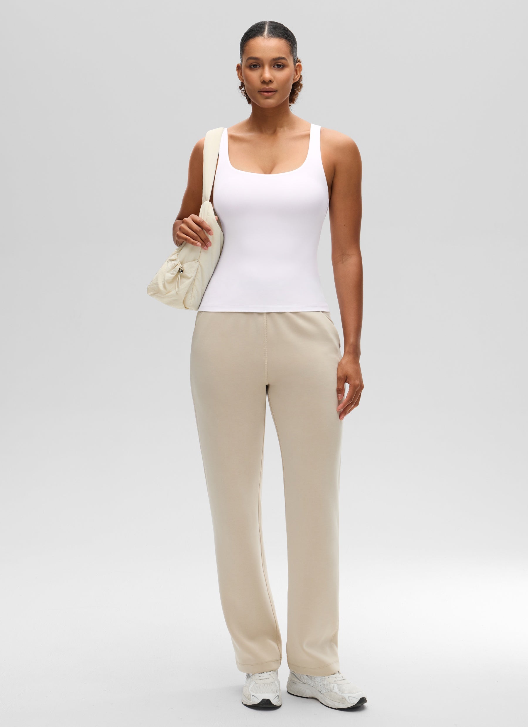 CRZ YOGA Butterluxe Camiseta sin Mangas con Cuello en U para Mujer blanco