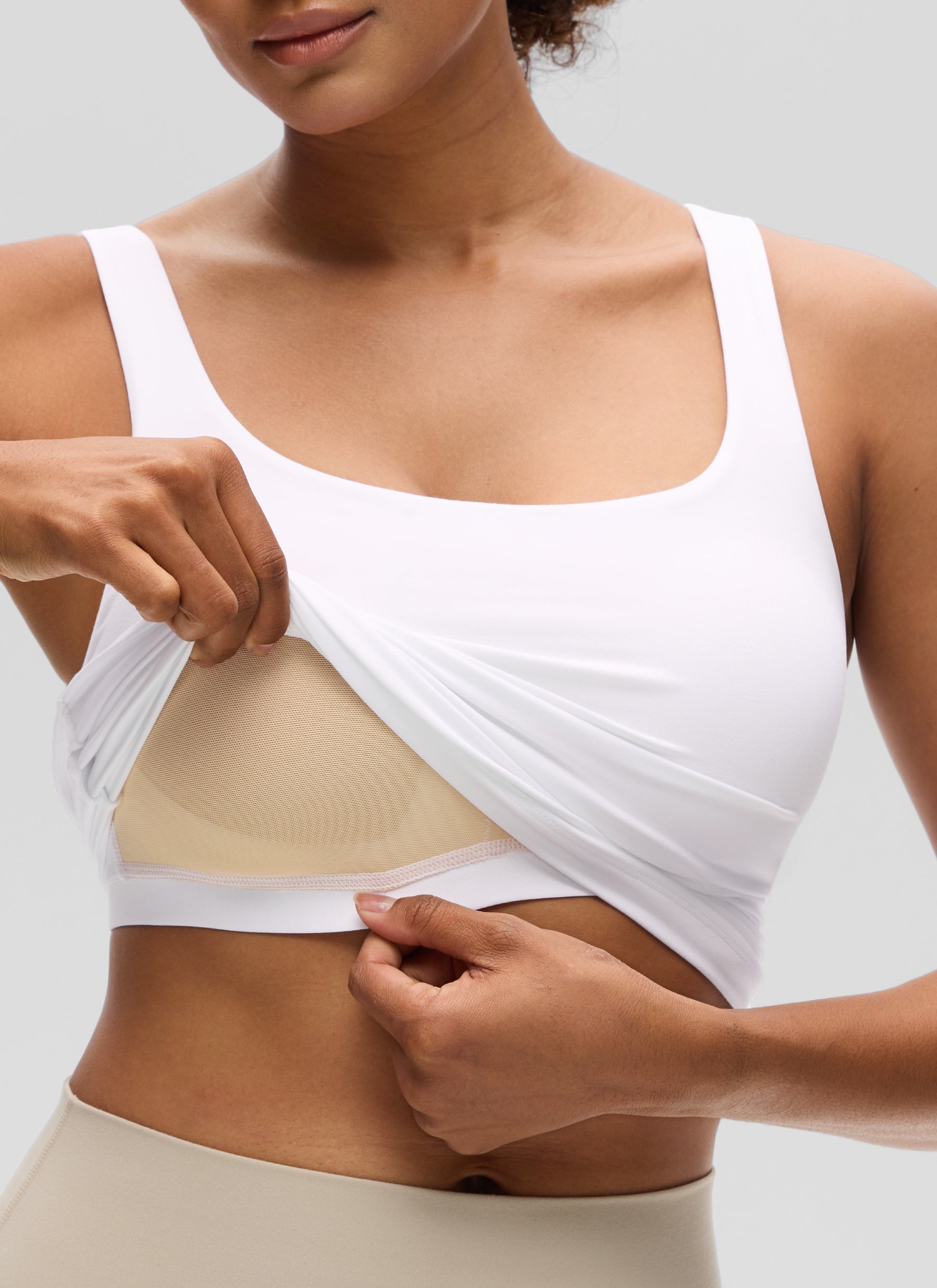 CRZ YOGA Butterluxe Camiseta sin Mangas con Cuello en U para Mujer blanco