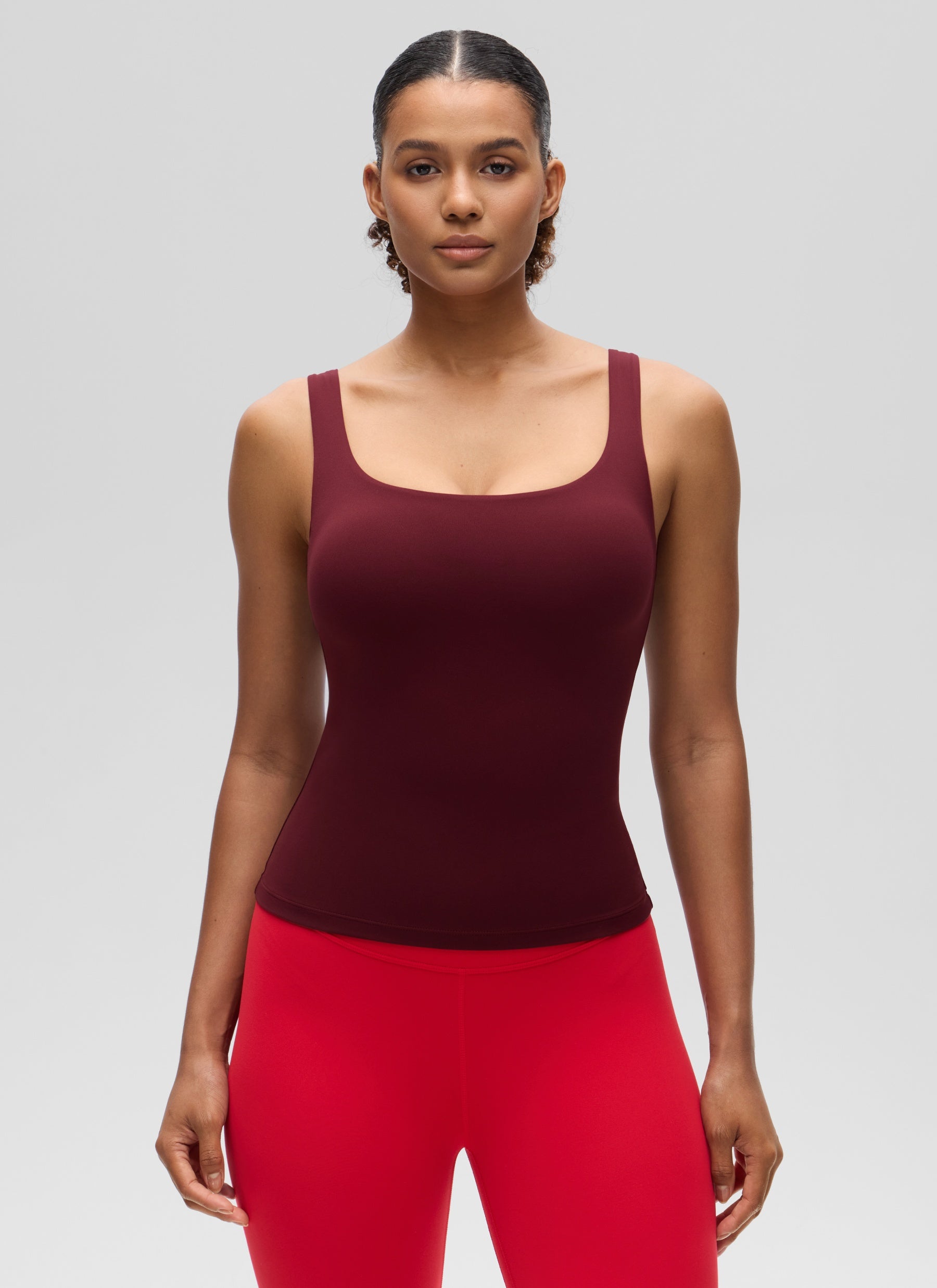 CRZ YOGA Butterluxe Camiseta sin Mangas con Cuello en U para Mujer Merlot Rojo