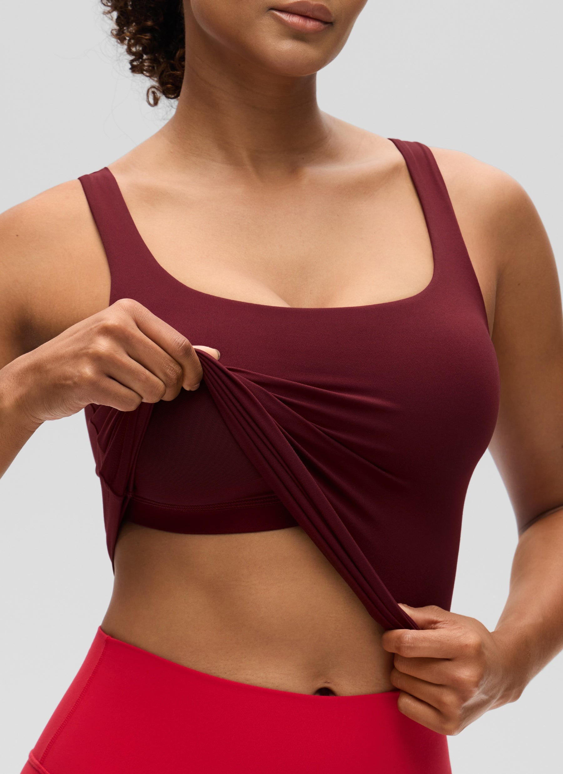 CRZ YOGA Butterluxe Camiseta sin Mangas con Cuello en U para Mujer Merlot Rojo