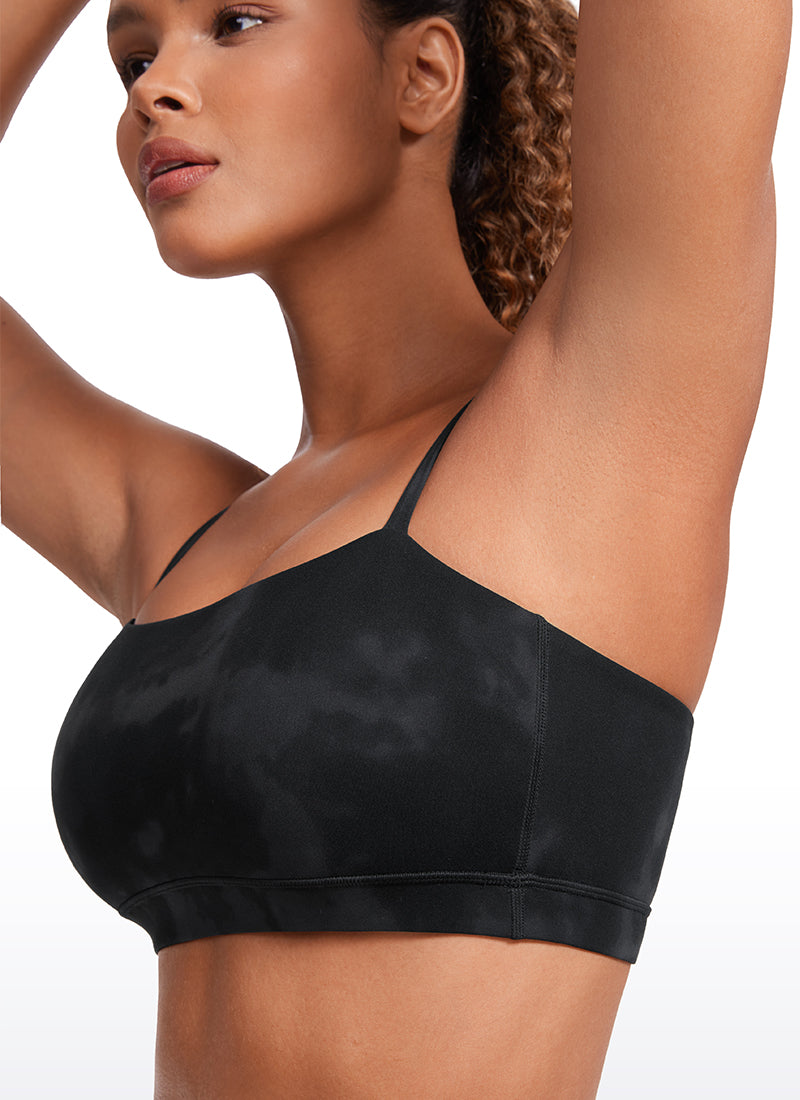 CRZ YOGA Butterluxe Sujetador Deportivo con Tirantes para Mujer Flores De Tinte Negro