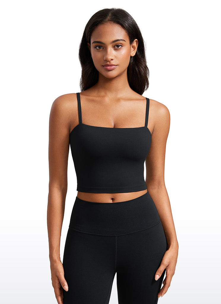 CRZ YOGA Butterluxe Sujetador Deportivo con Tirantes Finos para Mujer Negro